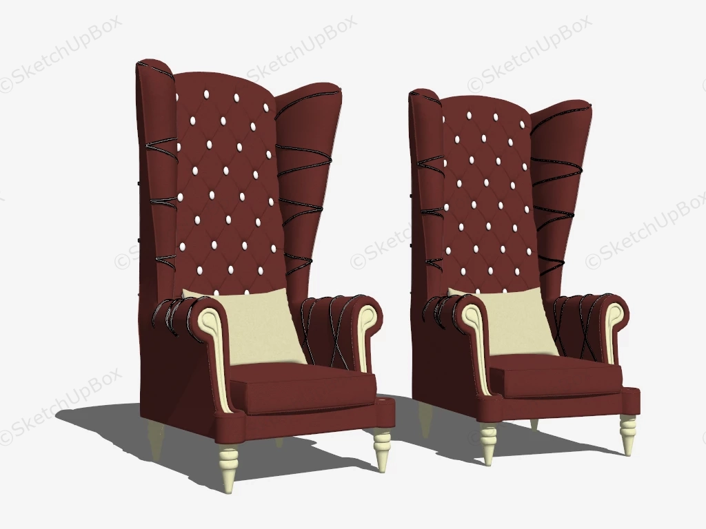 Tall Wingback Chair sketchup model preview - SketchupBox