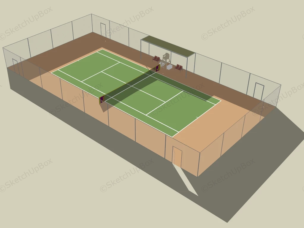 Tennis Court With Fence sketchup model preview - SketchupBox