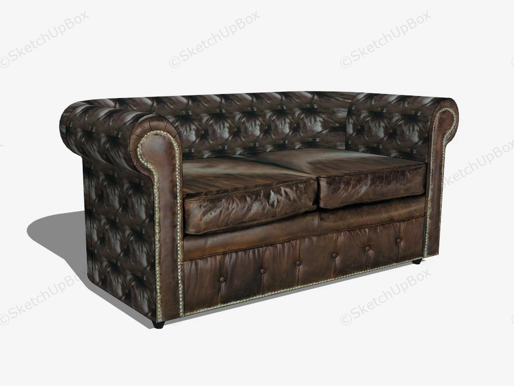 Tufted Leather Loveseat sketchup model preview - SketchupBox