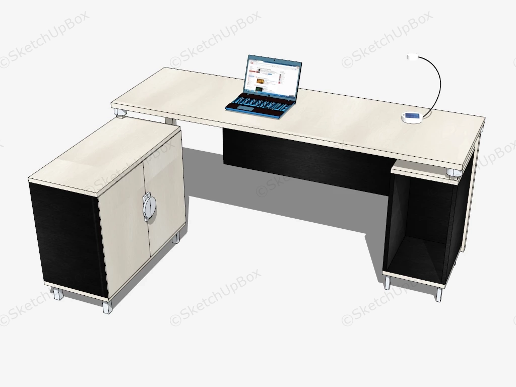 L Shaped Office Desk Furniture sketchup model preview - SketchupBox
