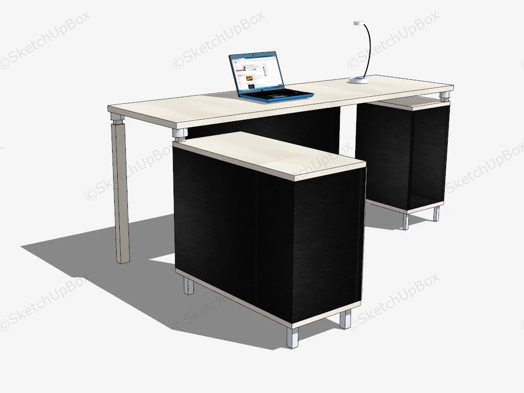L Shaped Office Desk Furniture sketchup model preview - SketchupBox