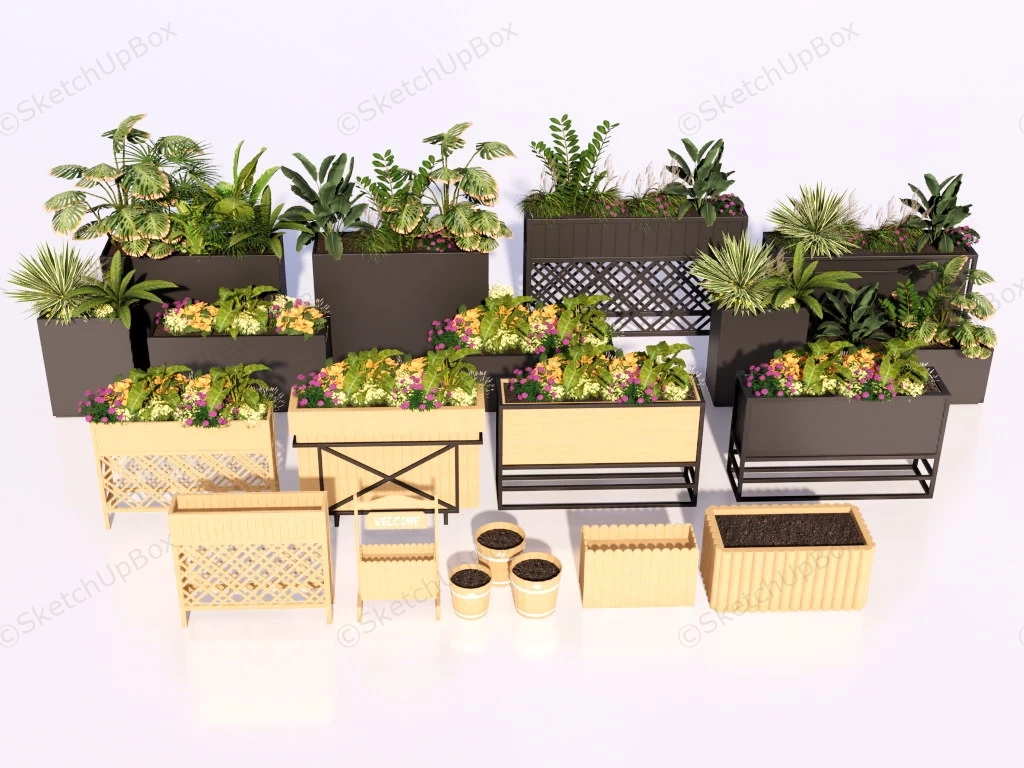 Raised Garden Planter Collection sketchup model preview - SketchupBox