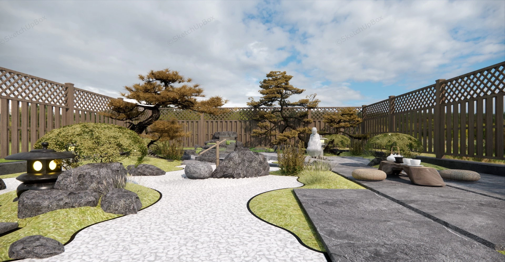 BackYard Zen Garden Design sketchup model preview - SketchupBox