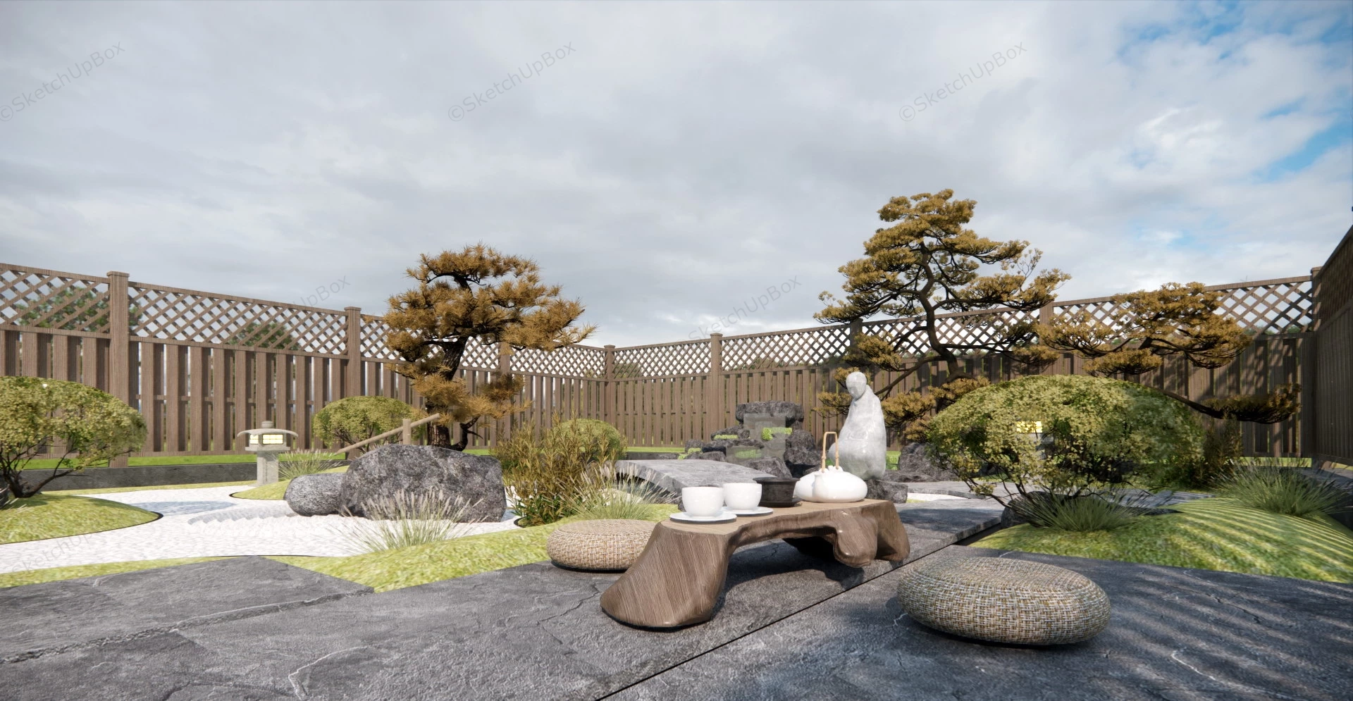 BackYard Zen Garden Design sketchup model preview - SketchupBox
