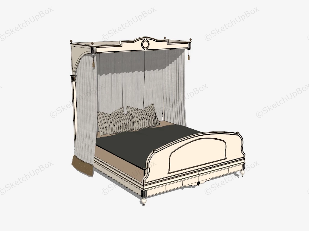 Bed With Curtain sketchup model preview - SketchupBox