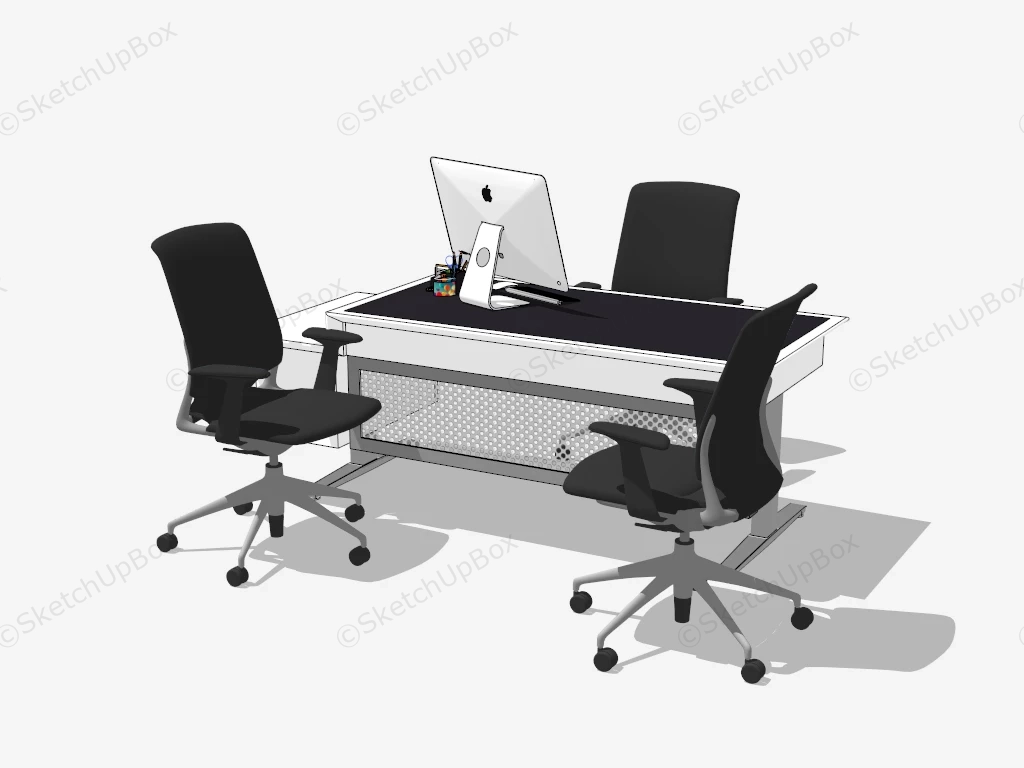 Modern Office Desk And Chairs sketchup model preview - SketchupBox