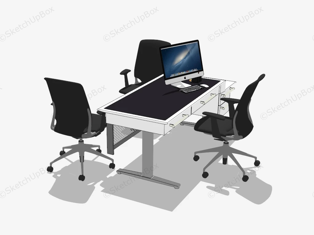 Modern Office Desk And Chairs sketchup model preview - SketchupBox