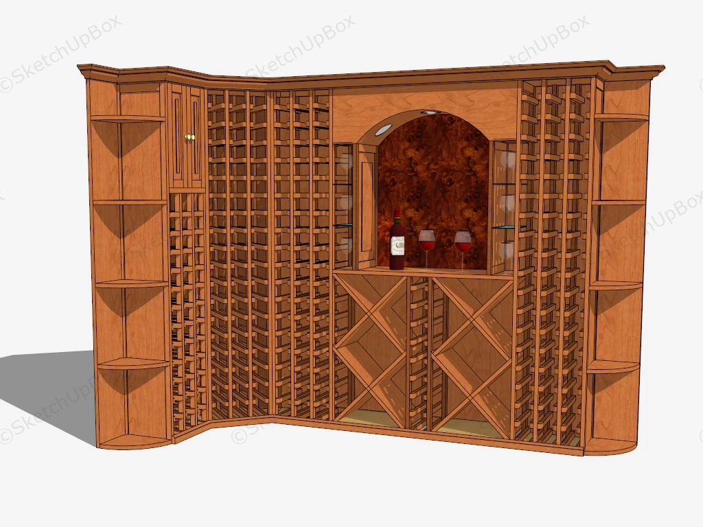 Rustic Wood Corner Wine Rack sketchup model preview - SketchupBox