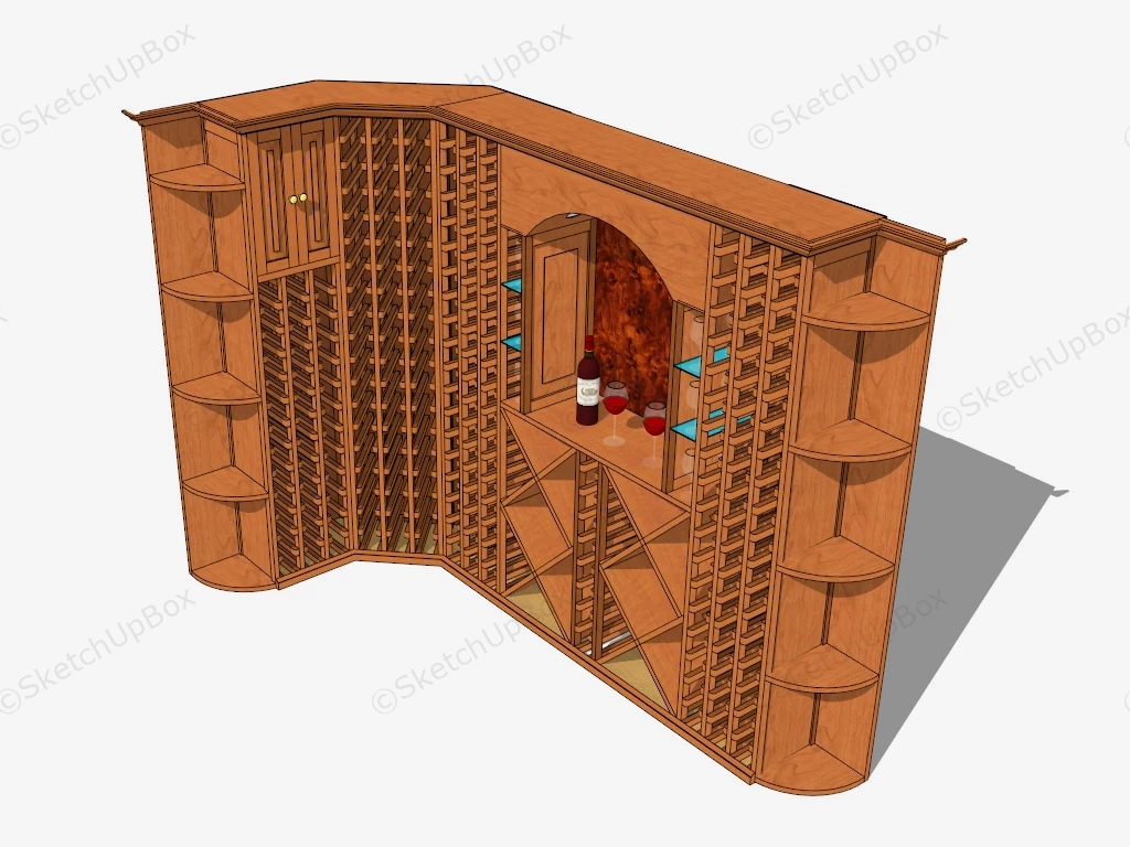 Rustic Wood Corner Wine Rack sketchup model preview - SketchupBox