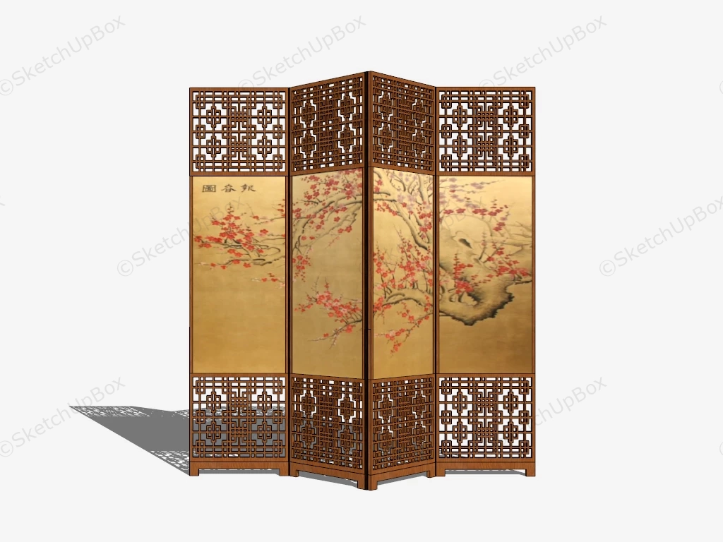 Oriental Style Room Divider Screen sketchup model preview - SketchupBox
