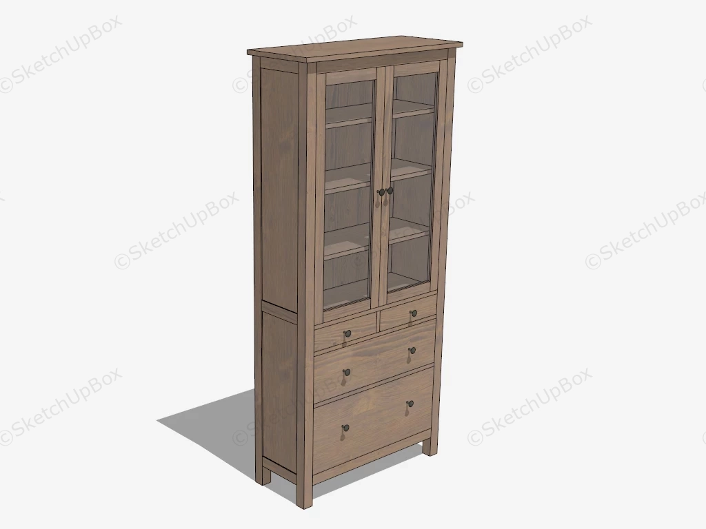 Tall Wooden Cupboard With Glass Door sketchup model preview - SketchupBox