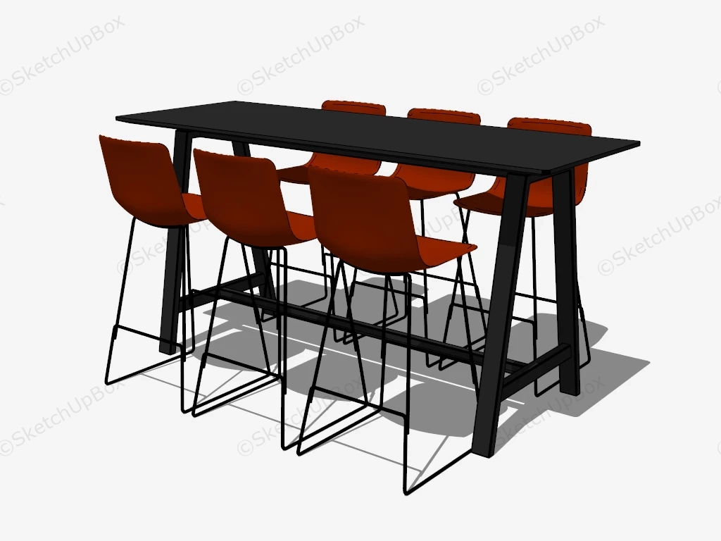 Modern Bar Table And Stools sketchup model preview - SketchupBox
