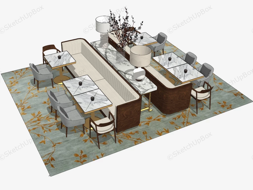 Restaurant Booths And Tables sketchup model preview - SketchupBox