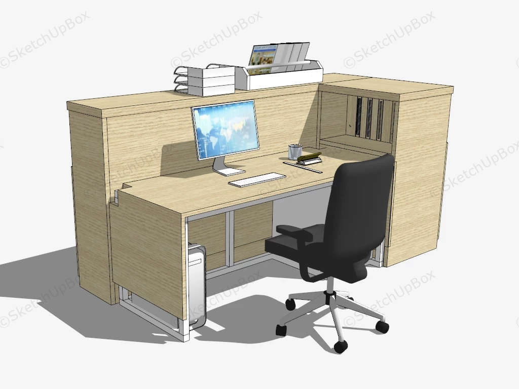 Office Desk And Filing Cabinet sketchup model preview - SketchupBox