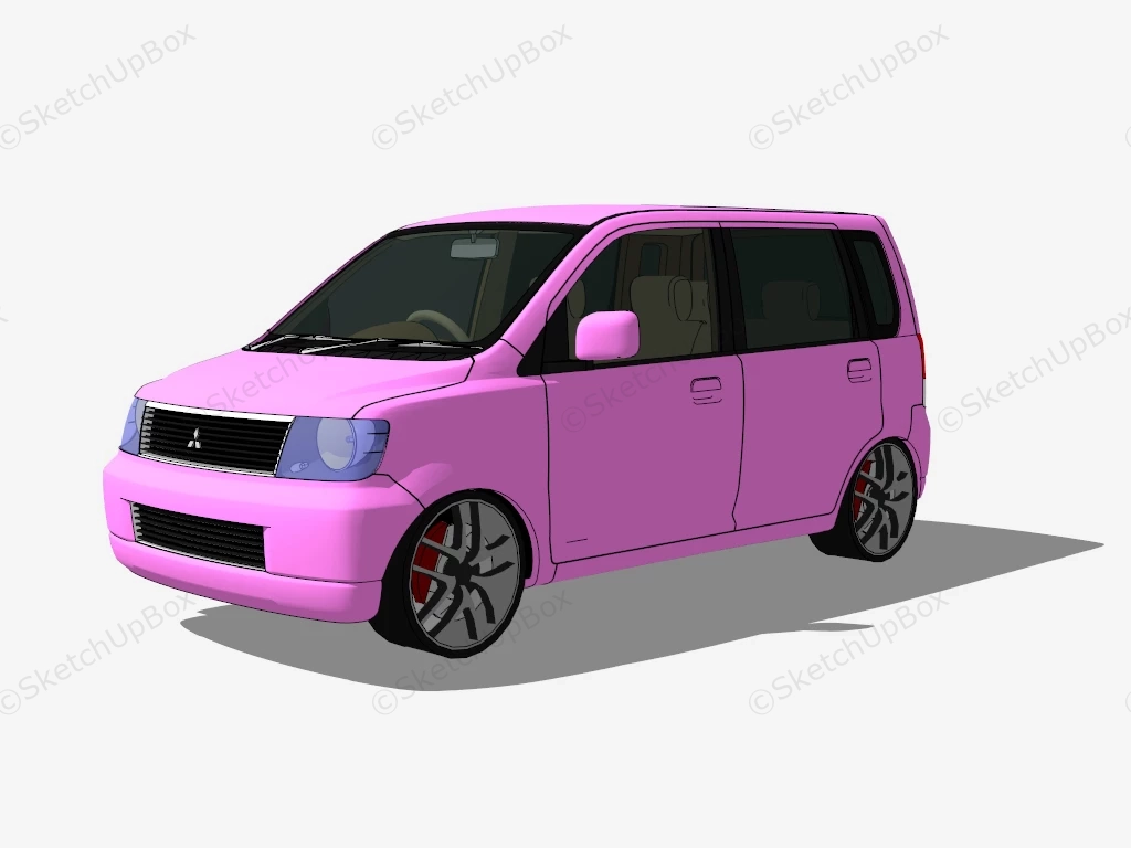 Mitsubishi EK Wagon Pink sketchup model preview - SketchupBox