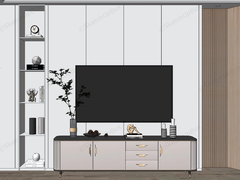 Tv Stand Accent Wall Idea sketchup model preview - SketchupBox