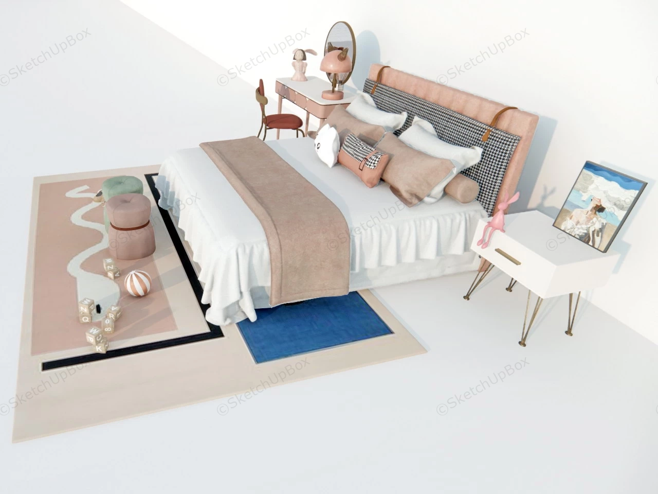 Teenage Girl Bedroom Idea sketchup model preview - SketchupBox