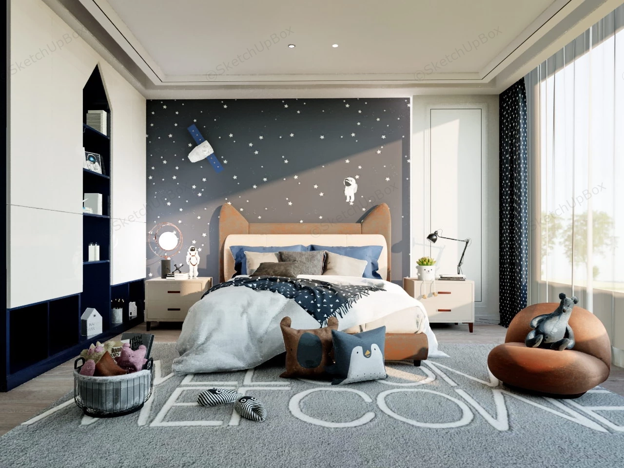 Space Themed Boys Room Design sketchup model preview - SketchupBox