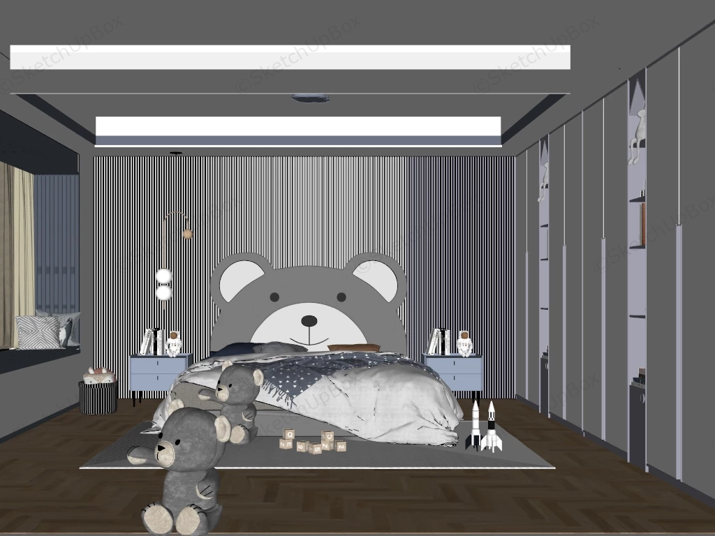 Kids Bear Room Decor sketchup model preview - SketchupBox