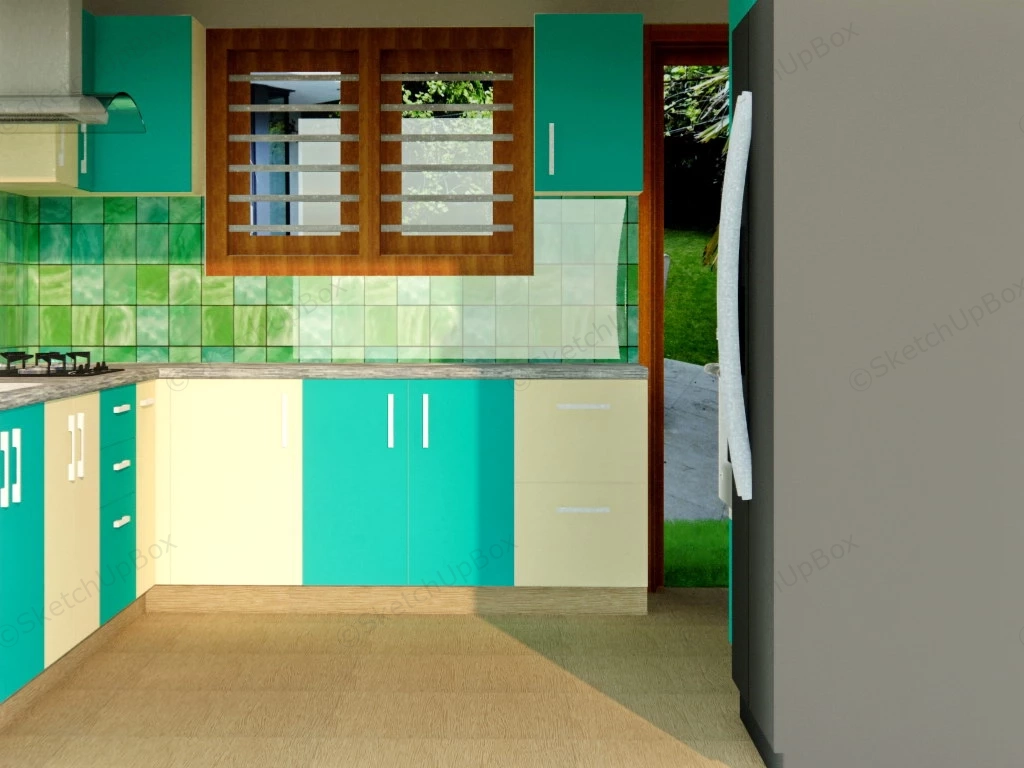 Vintage Green Kitchen Design sketchup model preview - SketchupBox