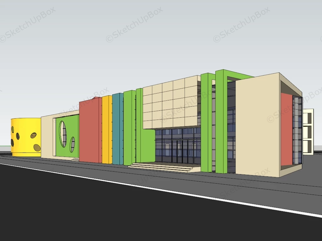 Colorful Kindergarten School Building sketchup model preview - SketchupBox