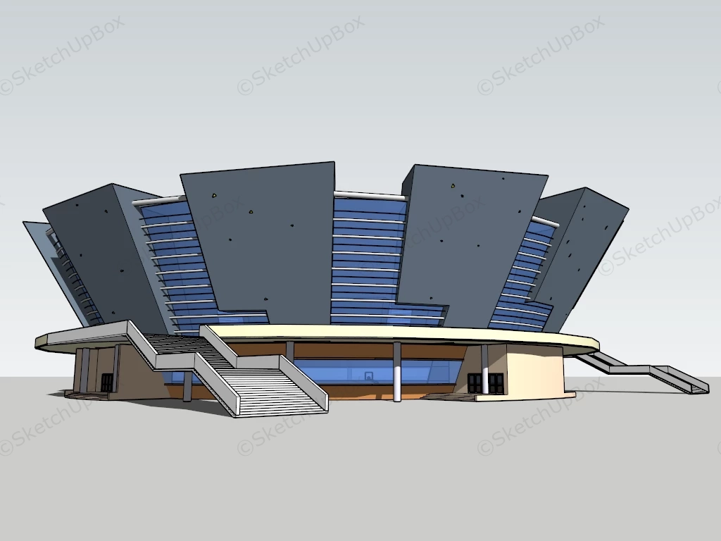 Round Basketball Stadium sketchup model preview - SketchupBox