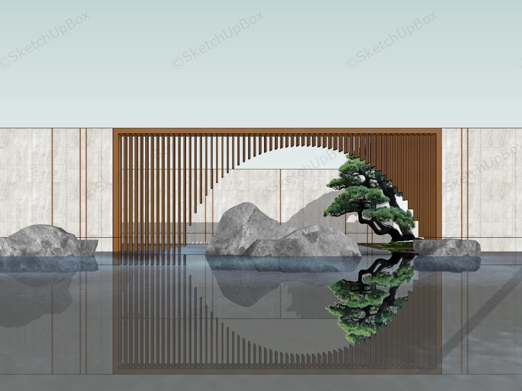 Asian Garden Water Feature Wall Ideas sketchup model preview - SketchupBox