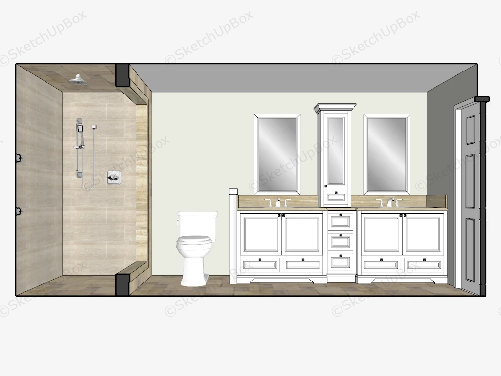 Narrow Bathroom Ideas With Shower sketchup model preview - SketchupBox