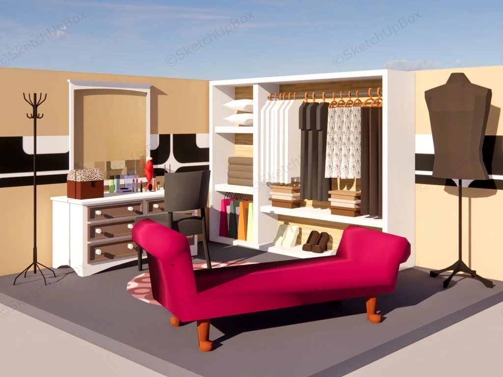 Dressing Room With Makeup Vanity sketchup model preview - SketchupBox
