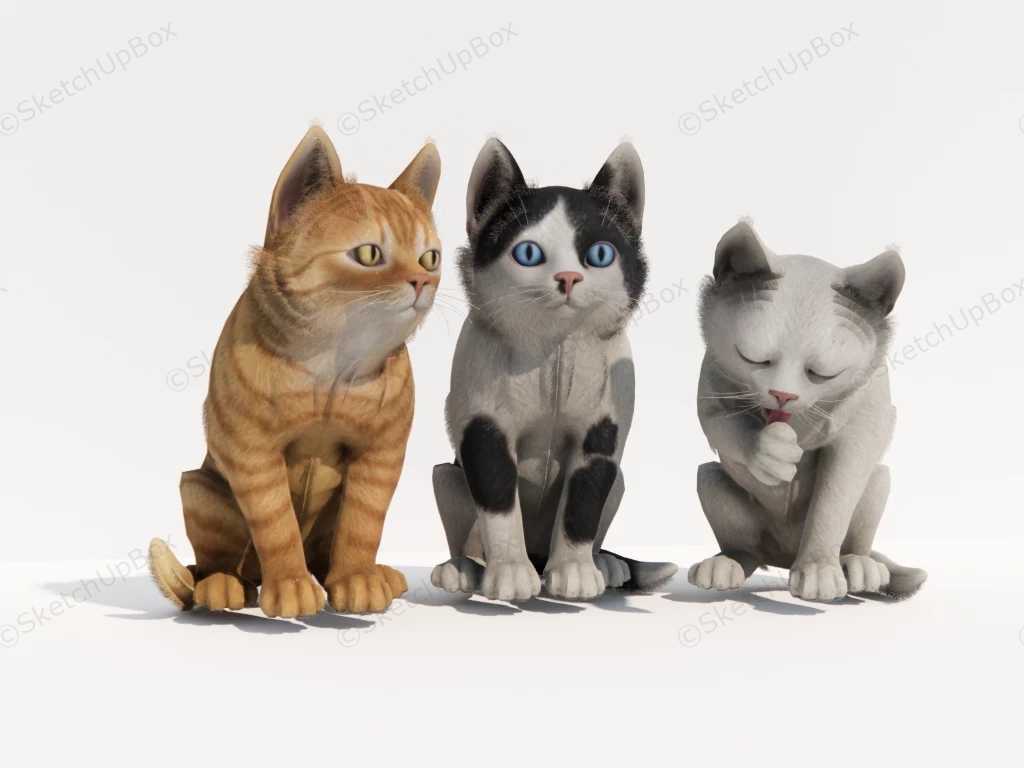 Three Kittens sketchup model preview - SketchupBox