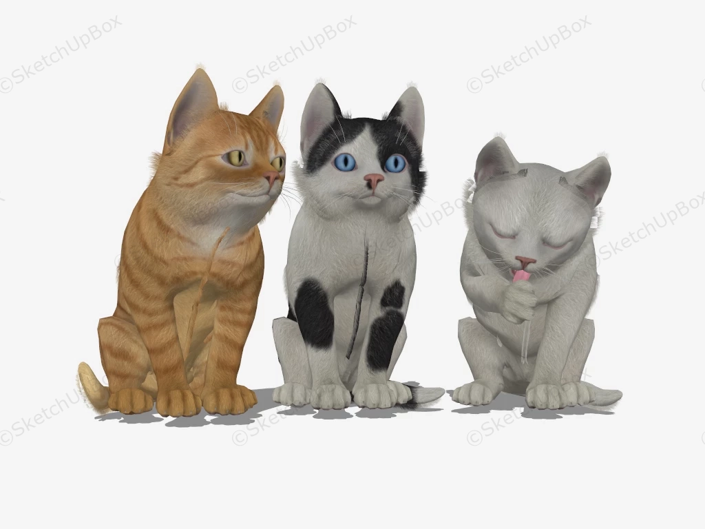 Three Kittens sketchup model preview - SketchupBox