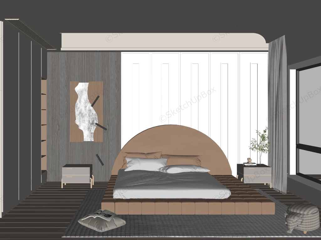 Modern Minimalist Bedroom Idea sketchup model preview - SketchupBox