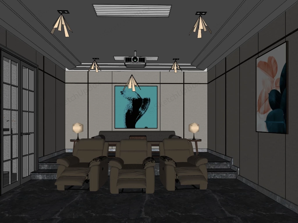 Home Theater Interior Design sketchup model preview - SketchupBox