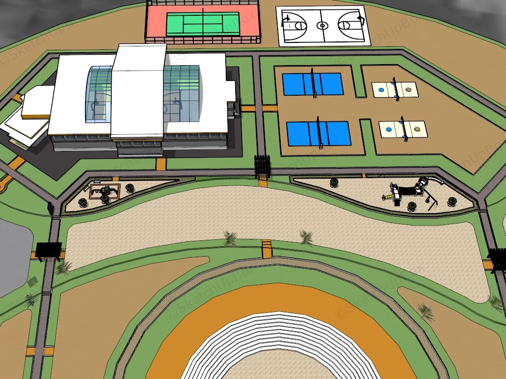 City Sports Center And Playground sketchup model preview - SketchupBox