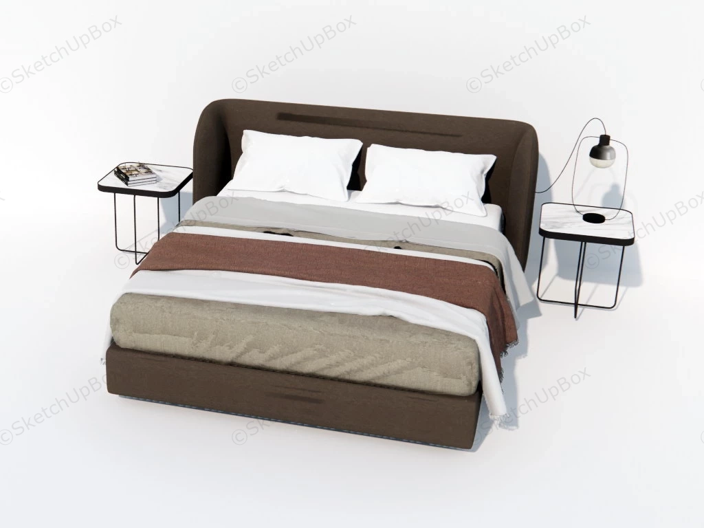 Simple Modern Upholstered Bed sketchup model preview - SketchupBox