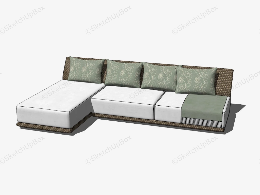 Wicker Rattan Sectional Sofa Set sketchup model preview - SketchupBox