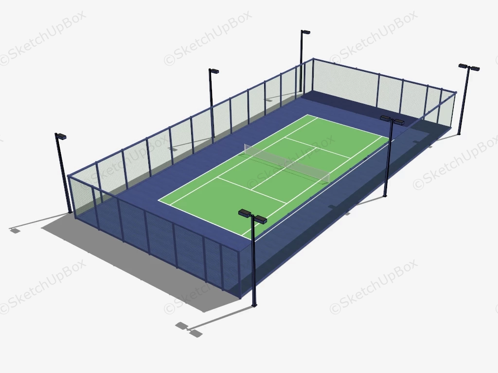 Outdoor Tennis Court sketchup model preview - SketchupBox