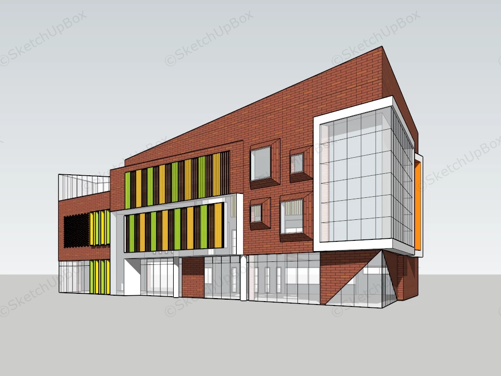 Kindergarten School Building Design sketchup model preview - SketchupBox