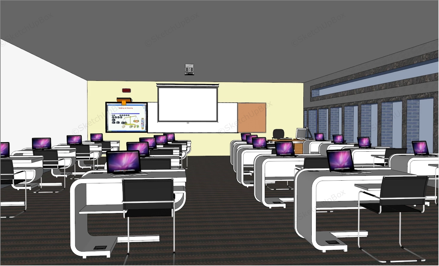 Computer Lab Classroom Design sketchup model preview - SketchupBox