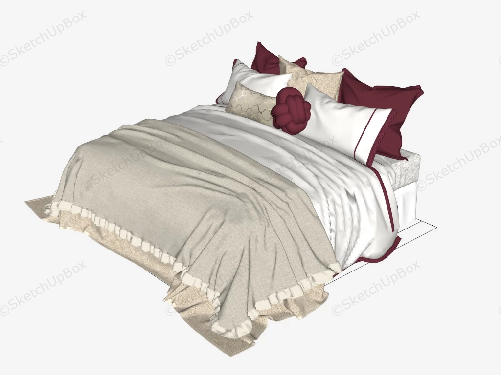 Modern Upholstered Bed sketchup model preview - SketchupBox