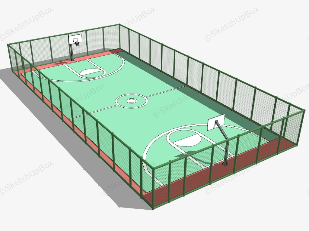 Fence Around Basketball Court sketchup model preview - SketchupBox