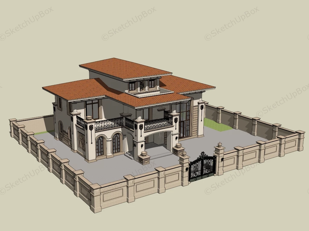 Modern Chinese House Exterior sketchup model preview - SketchupBox