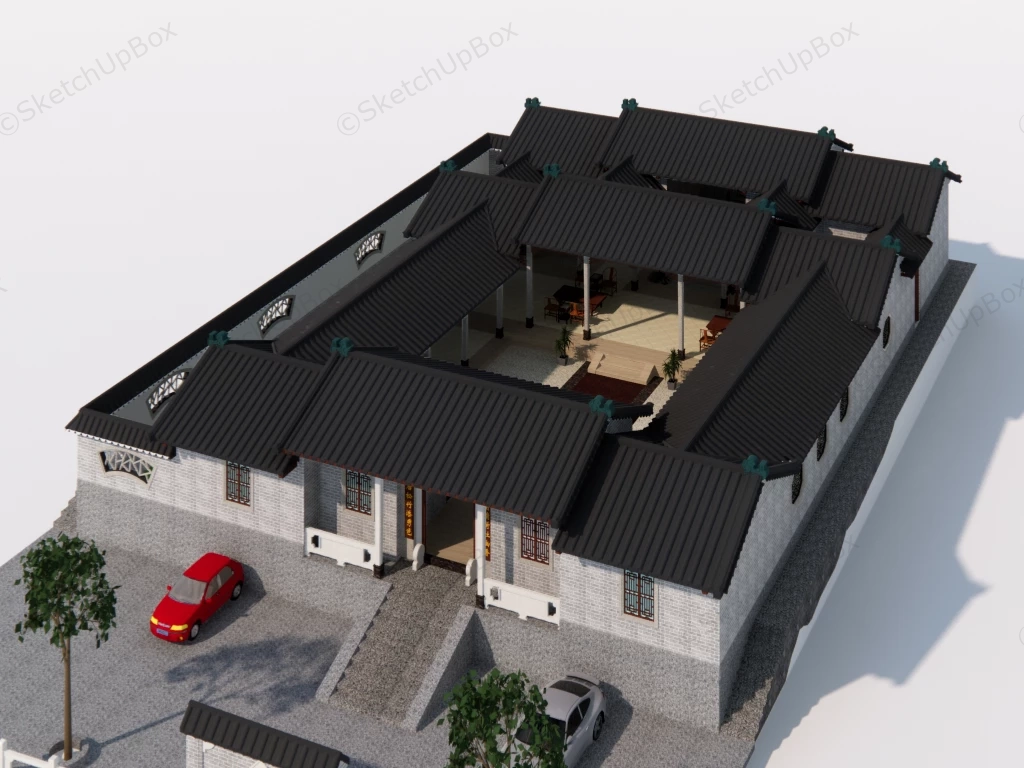 Traditional Chinese Courtyard House sketchup model preview - SketchupBox