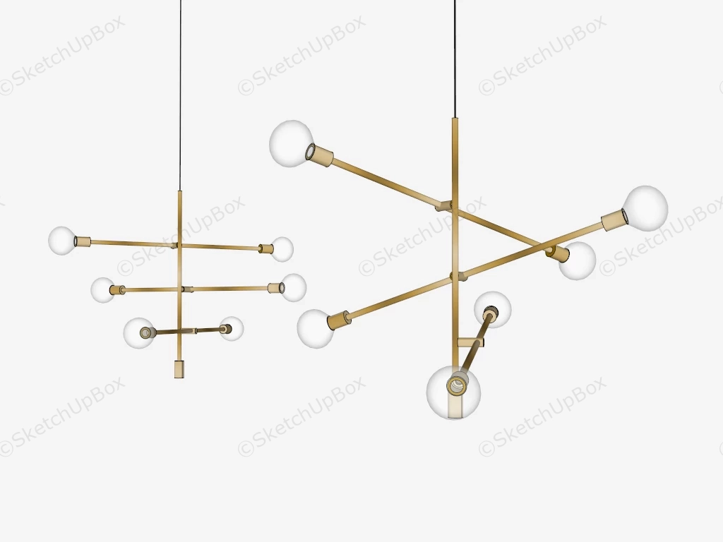 Brass Molecular Chandelier sketchup model preview - SketchupBox