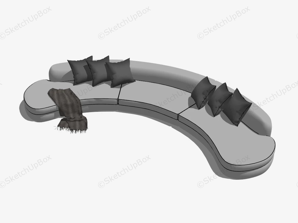 Curved Sofa Furniture sketchup model preview - SketchupBox