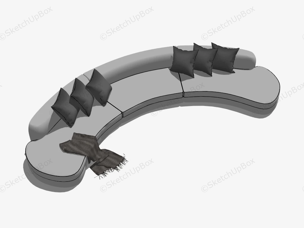 Curved Sofa Furniture sketchup model preview - SketchupBox