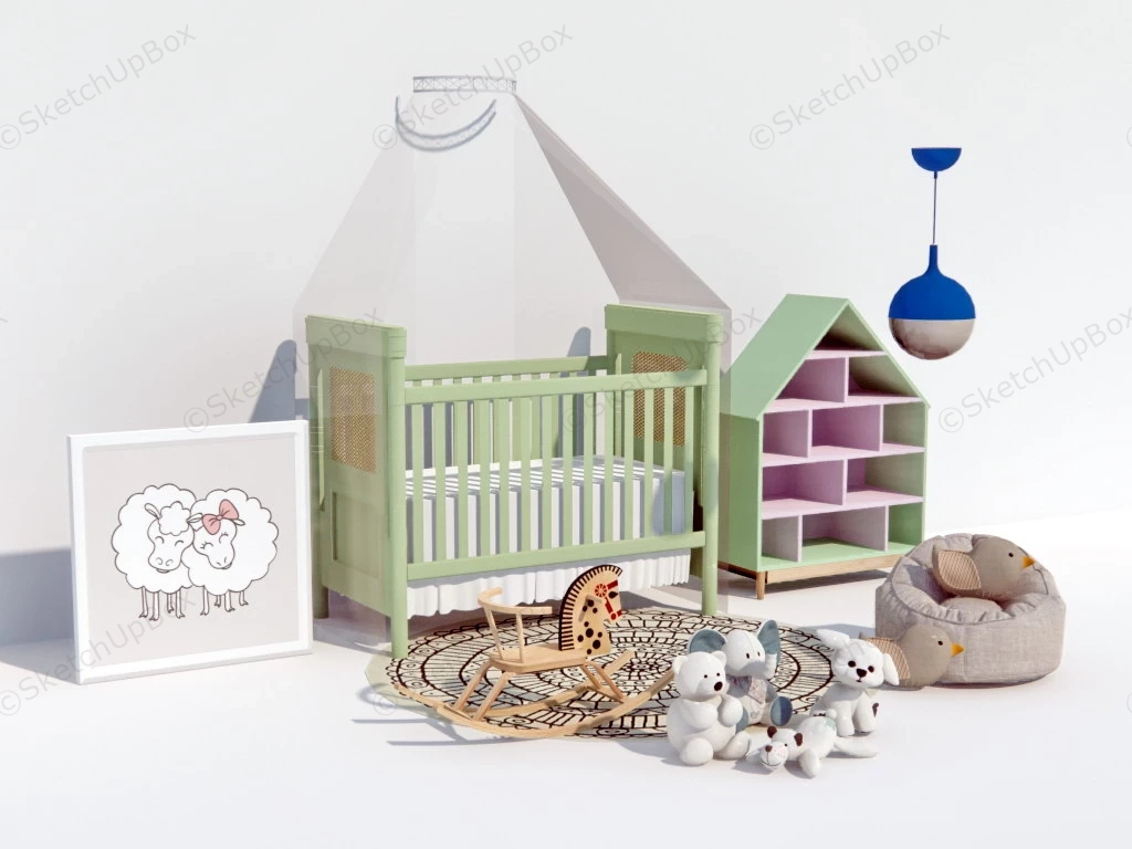 Baby Girl Nursery Room Decor sketchup model preview - SketchupBox