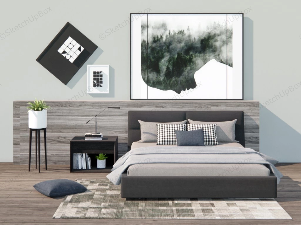 Unique Bedroom Accent Wall Idea sketchup model preview - SketchupBox