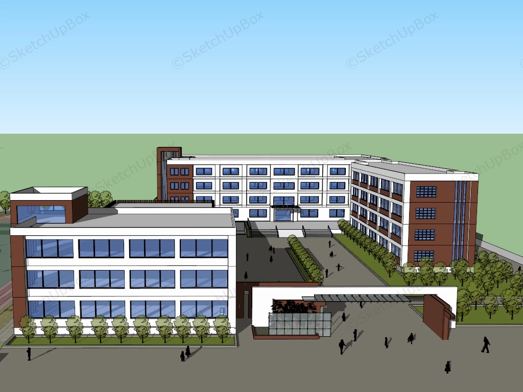 Elementary School With Sports Field sketchup model preview - SketchupBox