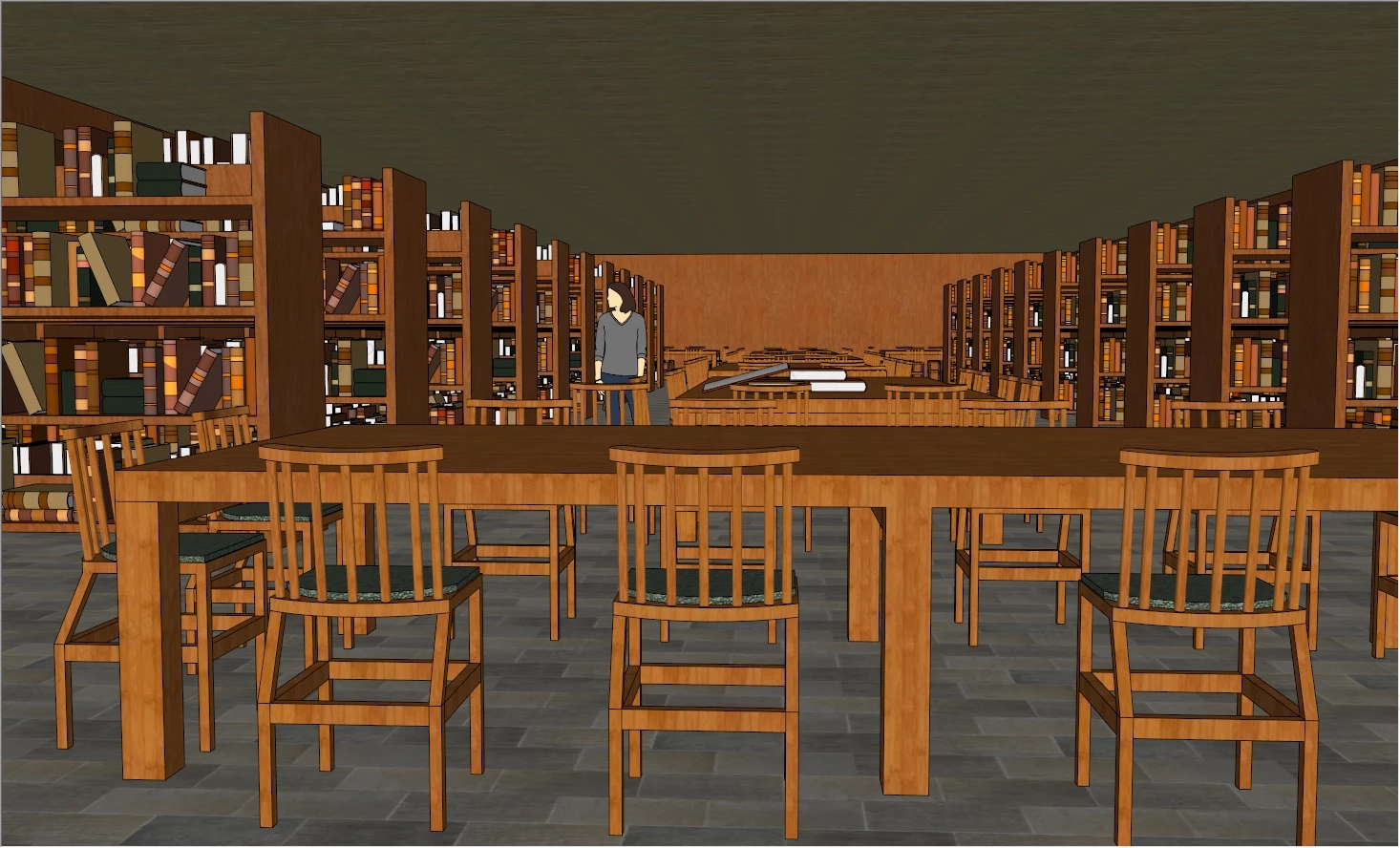 Traditional Public Library Interior Design sketchup model preview - SketchupBox